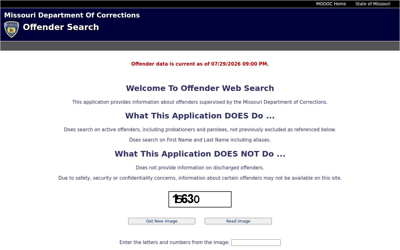Sullivan County criminal custody records in Missouri Offender Search