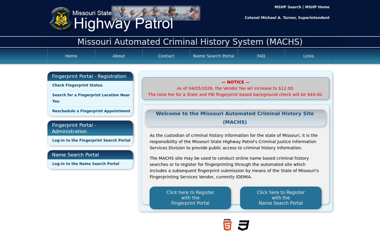 Sullivan County fingerprint criminal record review through MACHS