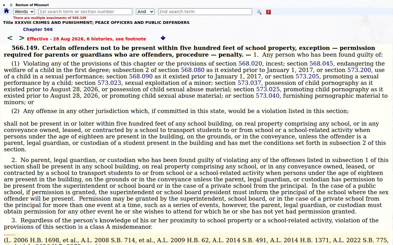 Sullivan County sex offender school-property presence restriction statute
