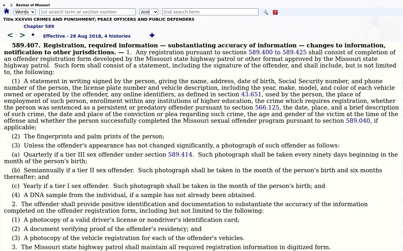 Sullivan County sex offender registry profile fields statute